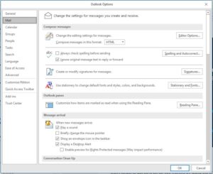 Outlook Mail Editor Options